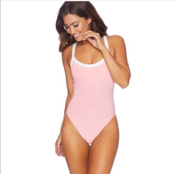 Splendid Other - Splendid pink and white one piece bathing suit S